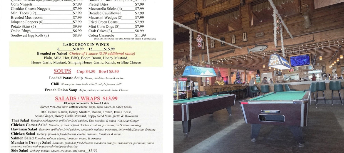 The Logger House Menu